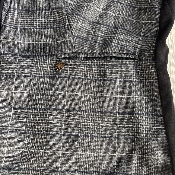 Zoey Houndstooth Viscose Blend Blazer Vegan Suede Partial Sleeve Size Large - Picture 7 of 9